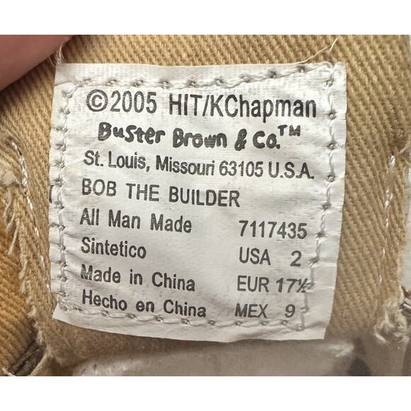 Vtg 2005 Bob the Builder Baby Toddler Work Boots Sz 2 Buster Brown Shoes Y2K - Picture 10 of 10